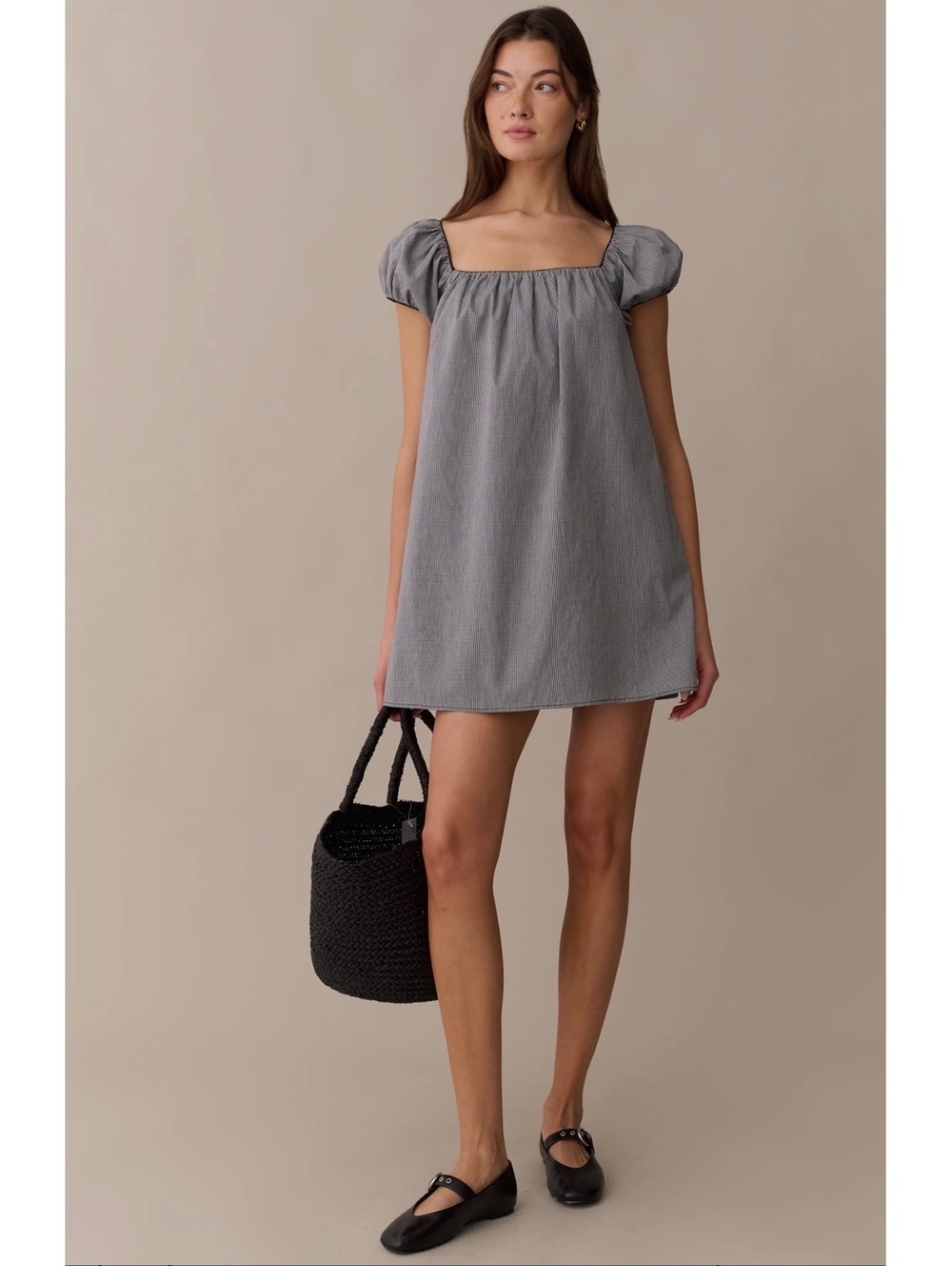 NWT Kourt by Few Moda Nya Cotton Mini Dress Size XS Black Gingham